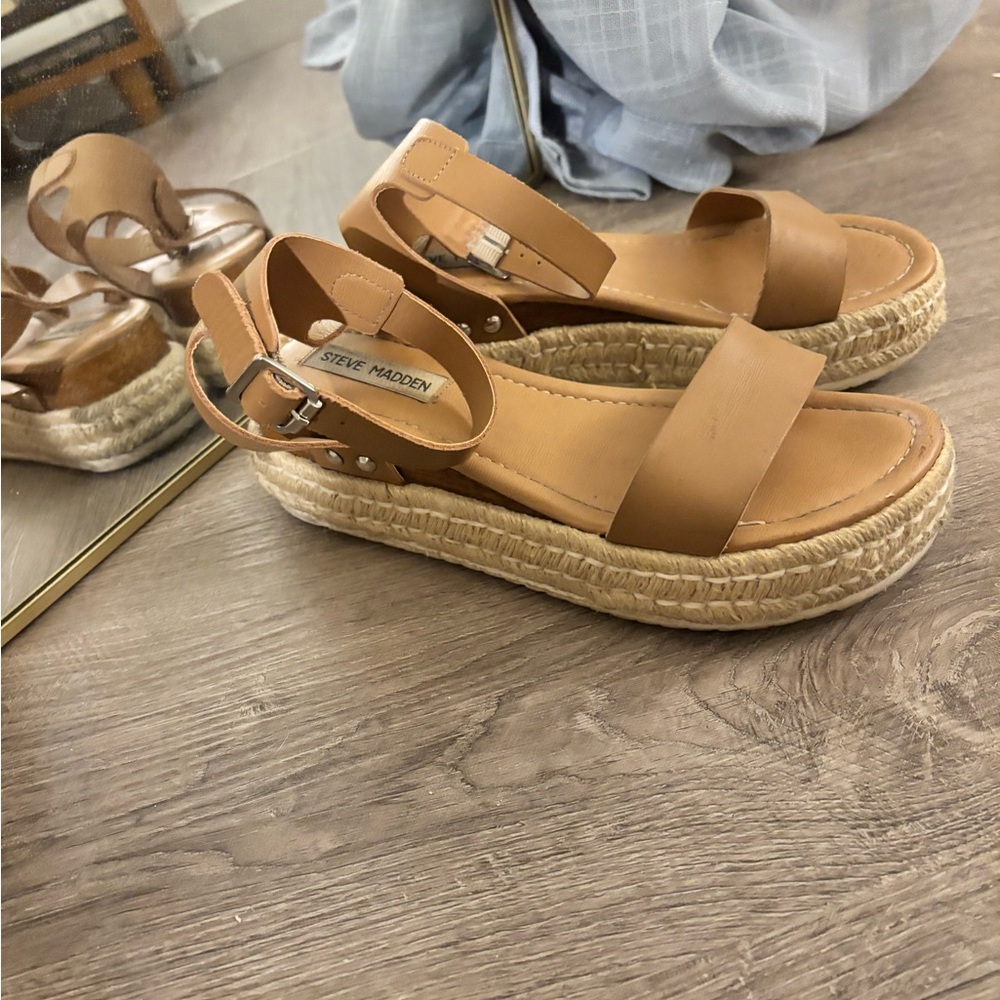 Steve Madden Tan Espadrille Platform Sandals